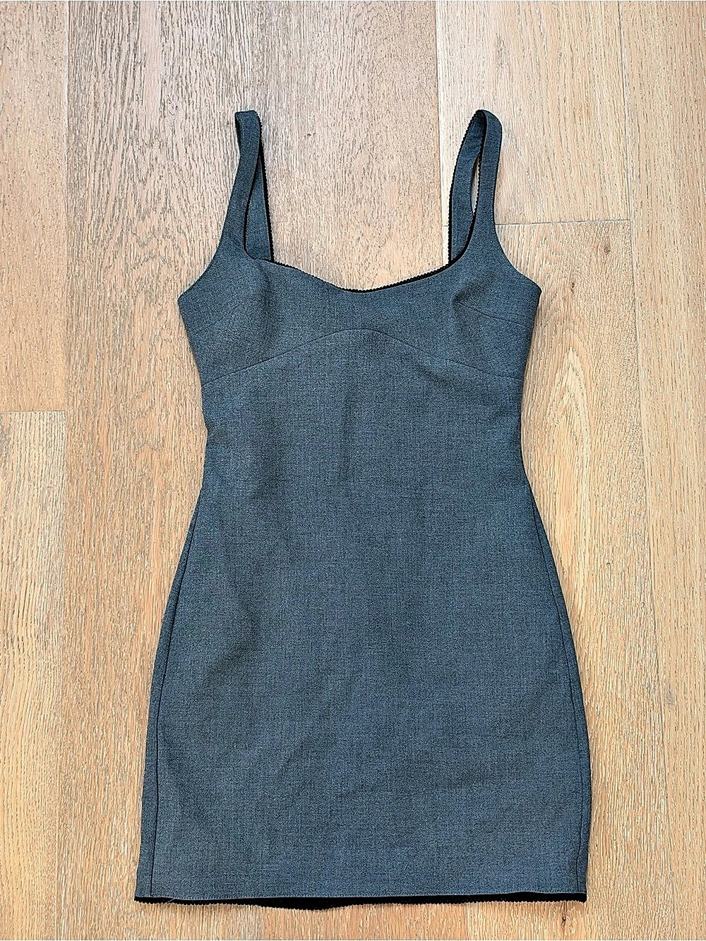 Zara Grey Fitted Mini Dress Sweetheart Neckline Size S